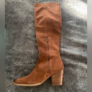 Diba True Cinna Full Boot, Cognac, Suede, Size 8.5, New, Never Worn, 2.75” heel